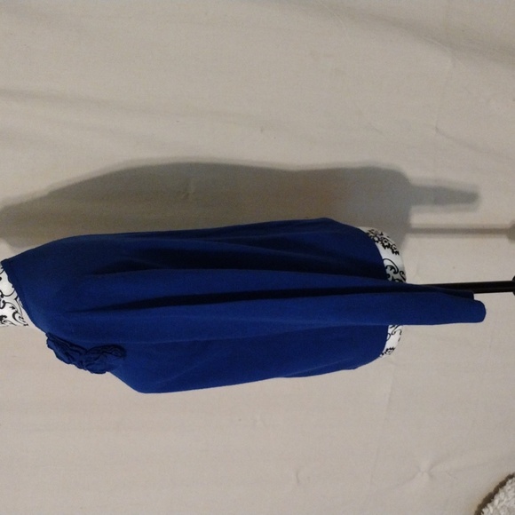 DressBarn Blue Button-up Cardigan Sweater Rosettes Bling Buttons Sz PL - Picture 5 of 9